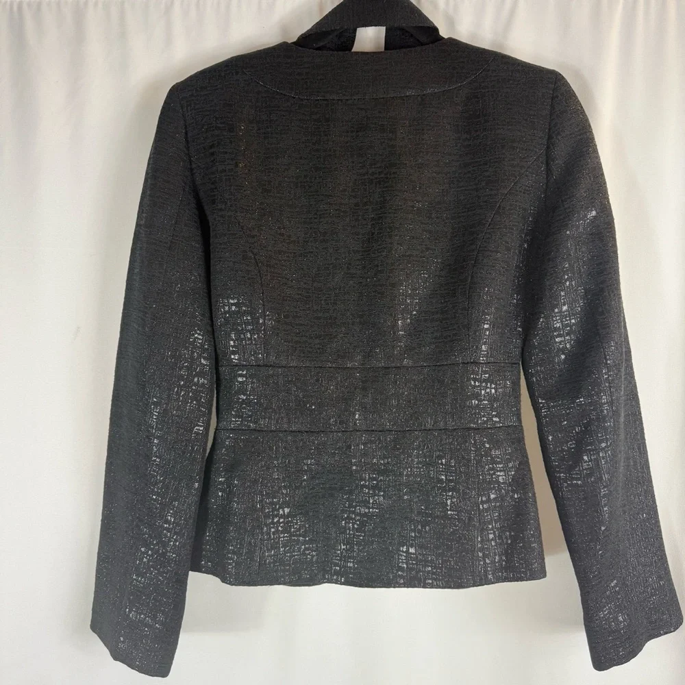 White House Black Market Metallic Black Blazer size:2
